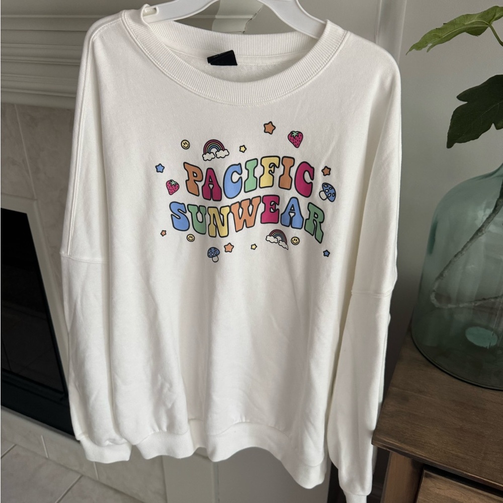 PacSun White Crew Neck Graphic Sweater